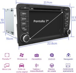 PANTALLA 7" AUDI A3 Android 10 USB BT NAV s/CP s/AA