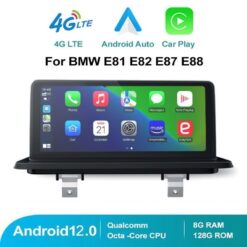 Pantalla Tactil 10.25″ para BMW Series 1 E81 E82 E87 E88 - Sistema Android v12 Octa Core 8+128GB Conexión 4G LTE CarPlay y Android Auto Inalámbrico - Compatible con Coches sin Pantalla OEM de Fábrica