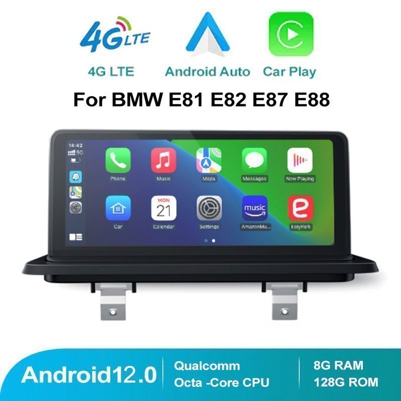 Pantalla Tactil 10.25″ para BMW Series 1 E81 E82 E87 E88 - Sistema Android v12 Octa Core 8+128GB Conexión 4G LTE CarPlay y Android Auto Inalámbrico - Compatible con Coches sin Pantalla OEM de Fábrica