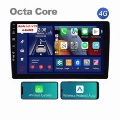 Pantalla Táctil 9" Universal 4+64GB Android 13 Octa Core Apple Carplay + Android Auto Inalámbrico 4G Bluetooth Navegador WiFi GPS DSP32EQ FM RDS SALIDA OPTICA AUX MIC HIFI ZLINK5