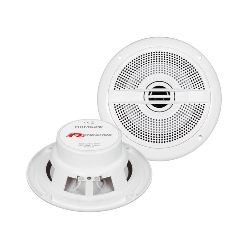 Renegade RXM62W Altavoces Exteriores Blancos de 6.5" Coaxiales de 2 Vías de 200W Máximo