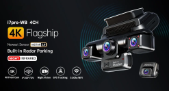 G400-Cámara 4CH GPS dash cam automóvil i7pro Frontal 4K/2K+3*1080P DVR para Coche 360 Dashcam, Monitor de aparcamiento 24H,WiFi grabadora de vídeo automática, IR Visión Nocturna, Sensor G,256Gmax